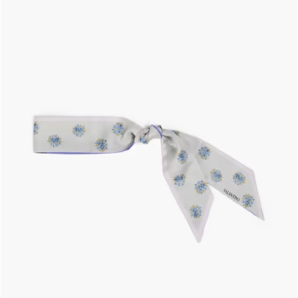 Valentino Flower Printed Skinny Twilly Scarf